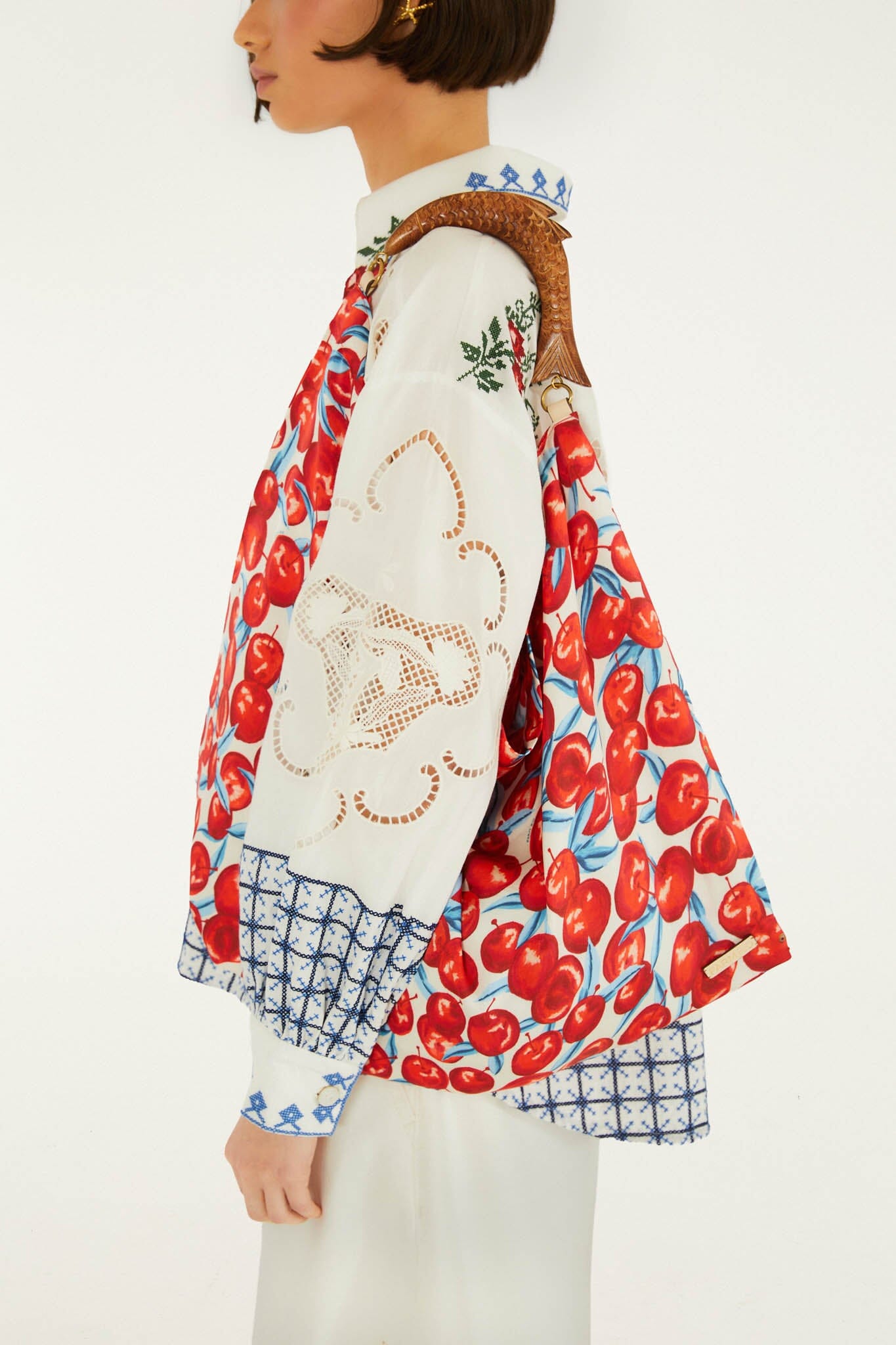 Red Cherry Satin Medium Scarf Bag